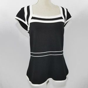 WHBM Black and White cap sleeve sweater (353)